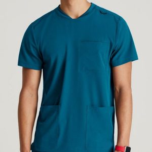 Short Sleeve V-Neck Pockets Style Men Scrubs Tops Hospitals Doctors Nurse Uniforms Scrub Tops by Raw to Fine